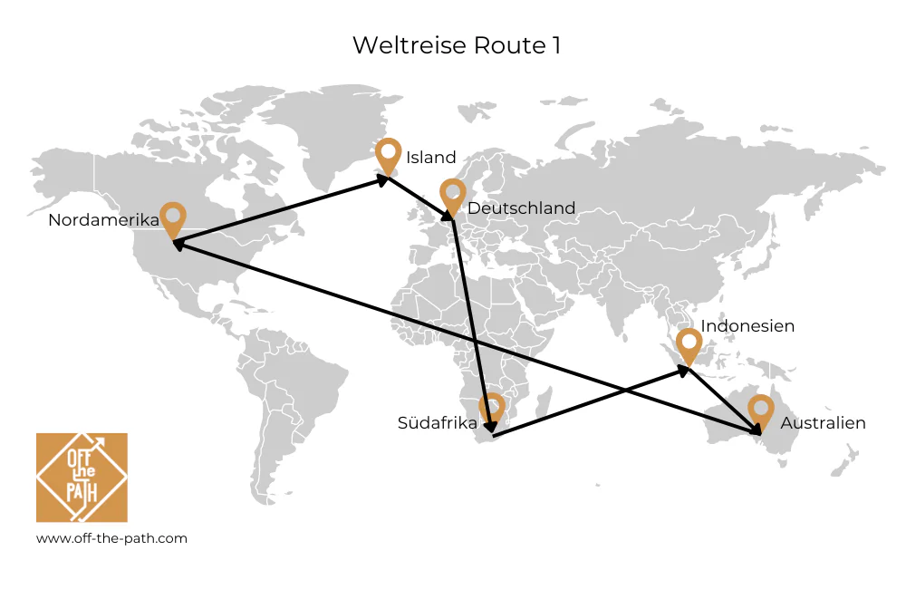 Weltreise Route 1 Karte