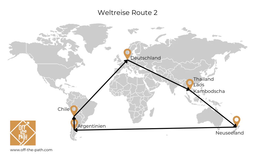Weltreise Route 2 Karte