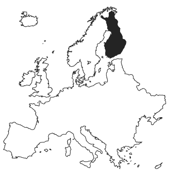 Europakarte mit Finnland hervorgehoben