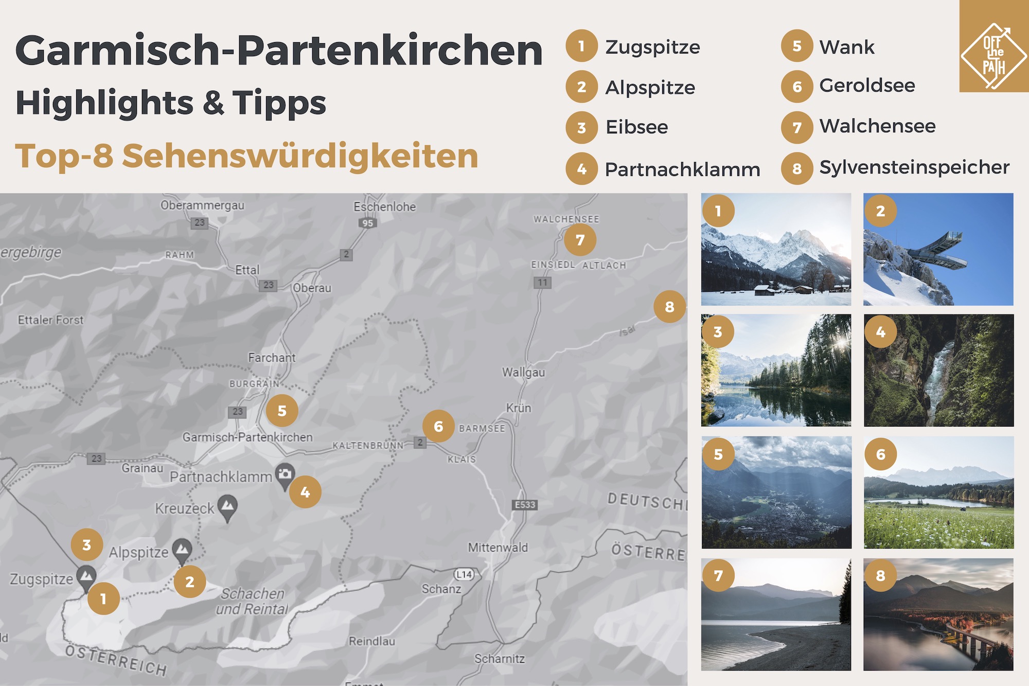 Karte Sehenswürdigkeiten Garmisch-Partenkirchen