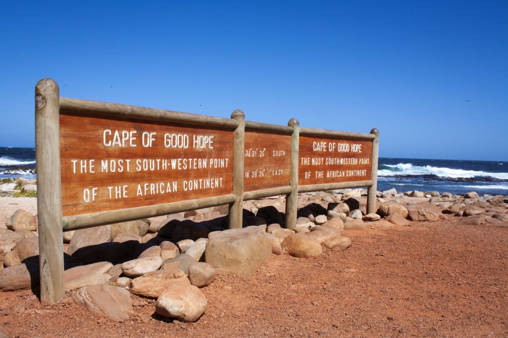 Schild am Kap der Guten Hoffnung in Südafrika