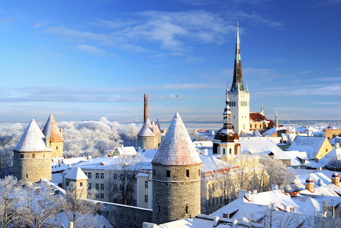Blick auf das beliebte Winter Reiseziel Tallinn
