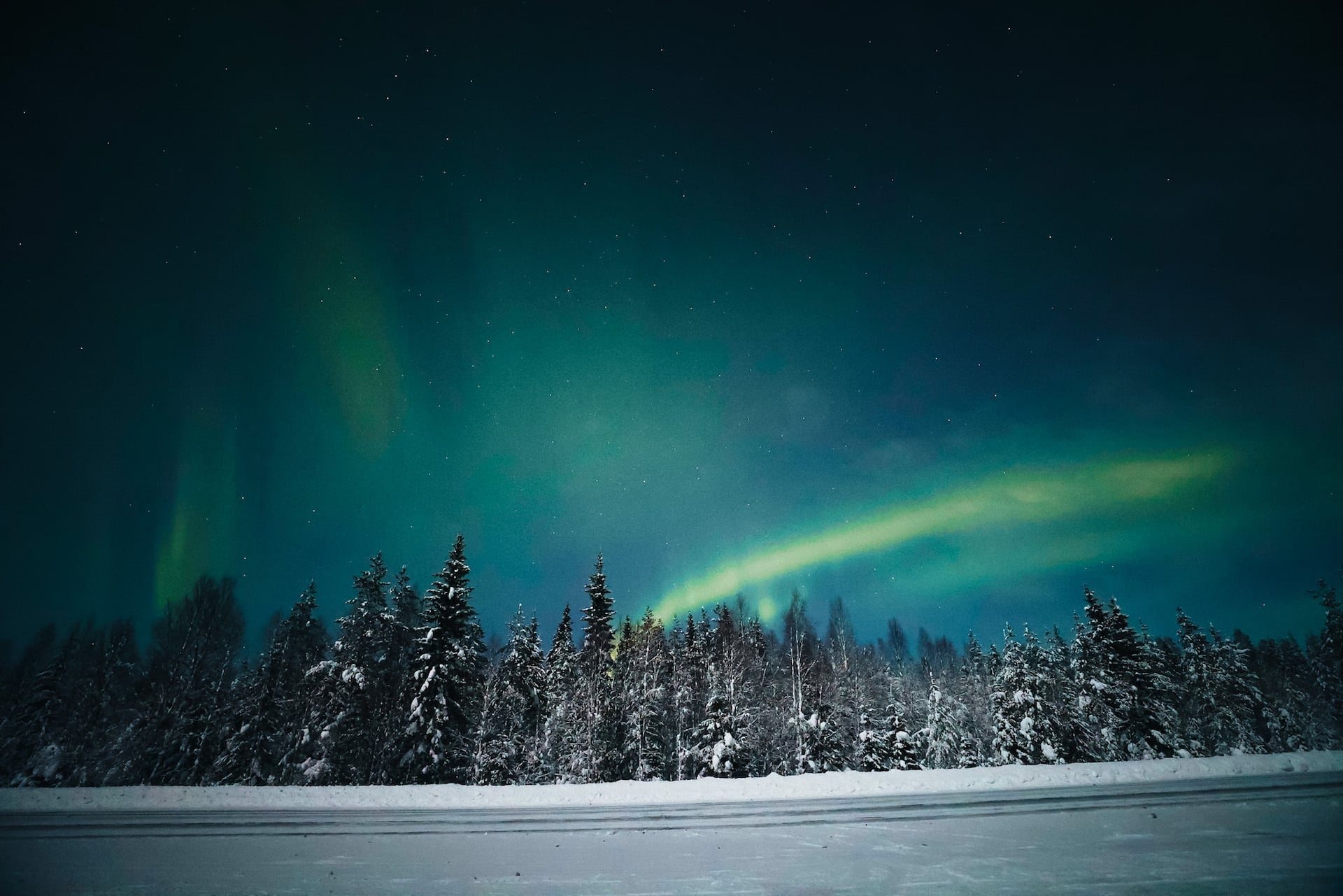 Nordlichter in Ruka in Finnisch Lappland