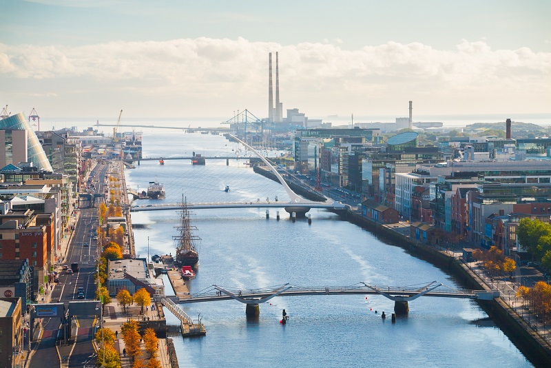 Reiseziel für Städtetrips: Blick auf Dublin