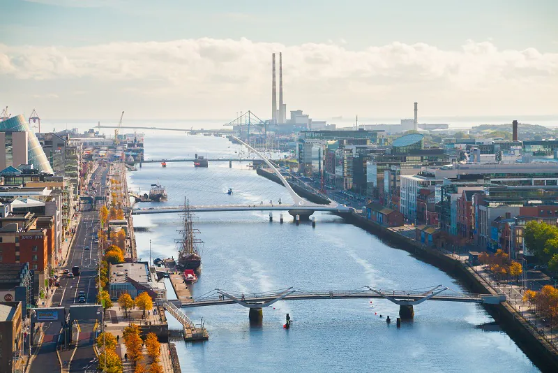 Reiseziel für Städtetrips: Blick auf Dublin