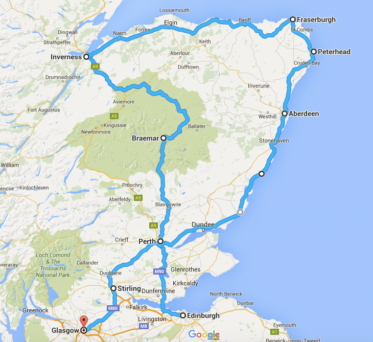 Schottland Rundreise Route 2 Karte
