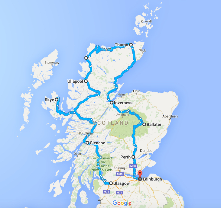 Schottland Rundreise Route 3 Karte